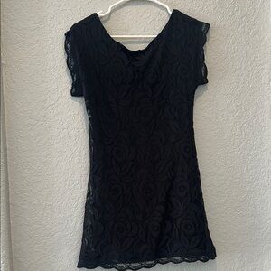 Black Lace Dress mini dress with scoop back